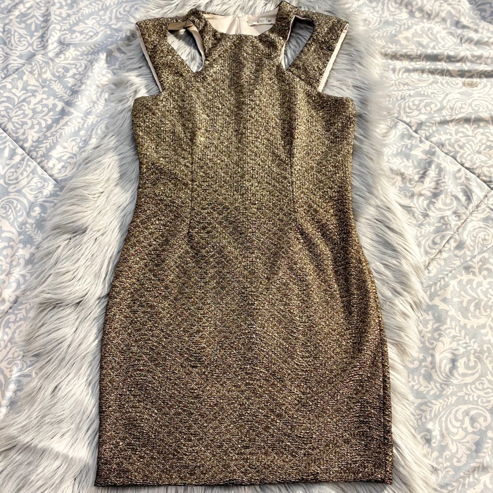 Arden B Gold/Black Cut Out Dress